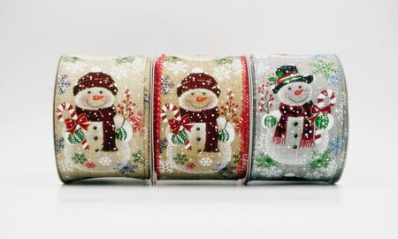 Fita de Natal com boneco de neve e bengalas doces - Fita de Natal com boneco de neve e bengalas doces